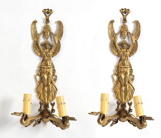 French Art Nouveau Style Figural Sconces, Pair