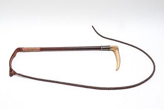 Swaine Adeney Antler, Leather & Silver Riding Whip