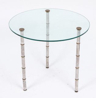 Modern Faux Bamboo Steel And Glass Side Table