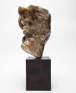Illegibly Signed Abstract Head Soapstone Sculpture