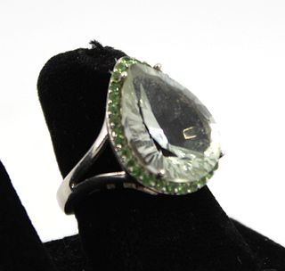 Sterling Silver, Green Quartz & Peridot Ring