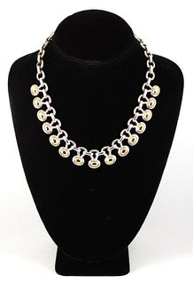 Mid-Century Modern Silver and 18K Gold Choker