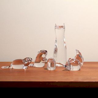 (6pc) STEUBEN & OTHER GLASS FIGURINES
