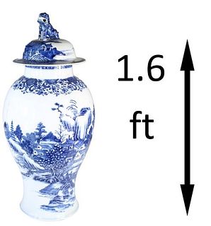 Large Chinese Blue and White Floor Temple Jar