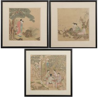 A Group of 3 Chinese Paintings, 18-19th Century