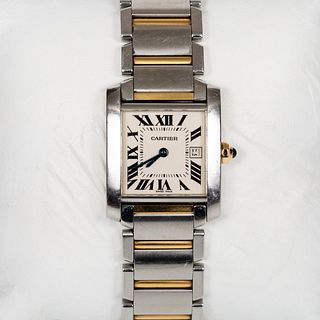 CARTIER TANK FRANCAISE, 18K YG & STAINLESS WATCH
