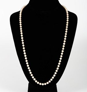 MIKIMOTO, STERLING SILVER & AKOYA PEARL NECKLACE