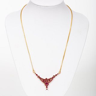 HANDMADE 22K YELLOW GOLD & RUBY NECKLACE