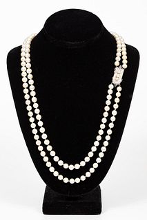 18K AKOYA PEARL DOUBLE STRAND NECKLACE