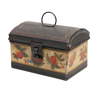 SMALL TOLE PAINTED TIN BOX