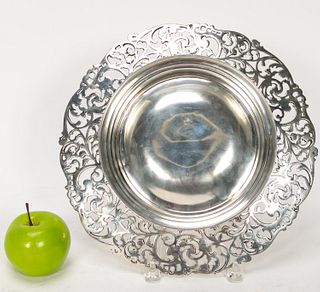 ORNATE STERLING RETICULATED REPOUSSE PLATTER