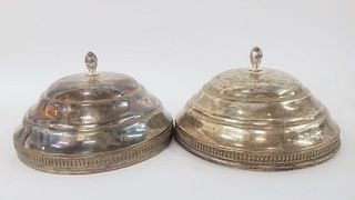 MATCHED PAIR, CONTINENTAL SILVERPLATED MEAT DOMES