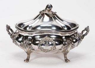 19TH C. OLD SHEFFIELD PLATE ARMORIAL TUREEN