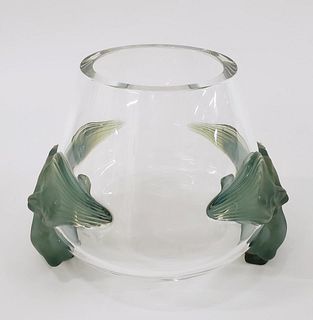LALIQUE CRYSTAL "ANTINEA" GREEN NYMPH FORM VASE