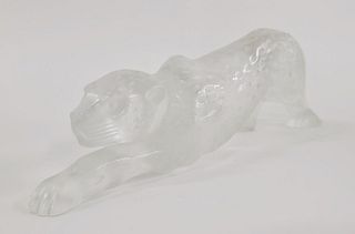 LALIQUE CRYSTAL "LEILA" PANTHER ART GLASS FIGURE