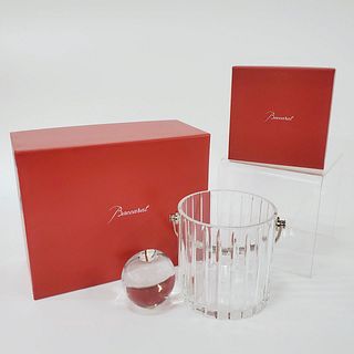 TWO BACCARAT CRYSTAL TABLE ACCESSORIES, ICE BUCKET