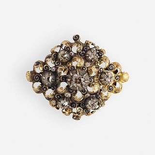 Antique diamond, gold, and silver brooch