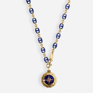 Enamel and gold zodiac necklace