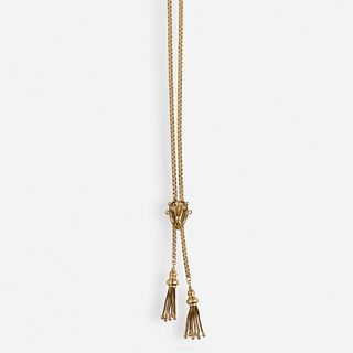Antique gold slide tassel necklace