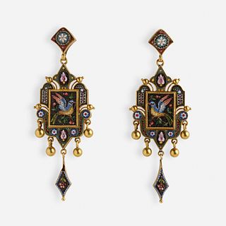Antique micromosaic earrings