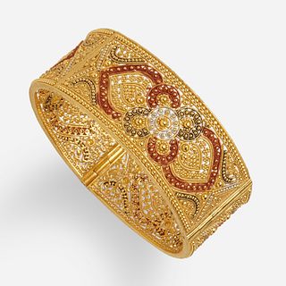 Indian gold filigree bangle bracelet