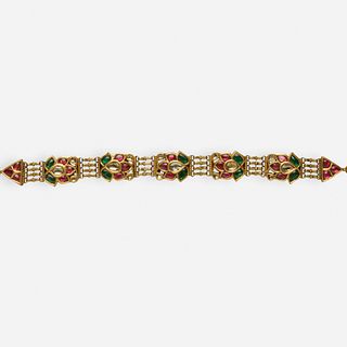 Indian diamond and gem-set bracelet