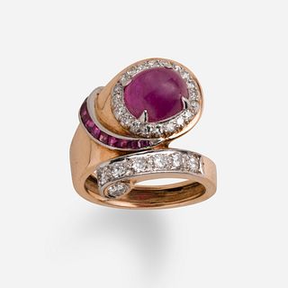Ruby, diamond, and gold ring