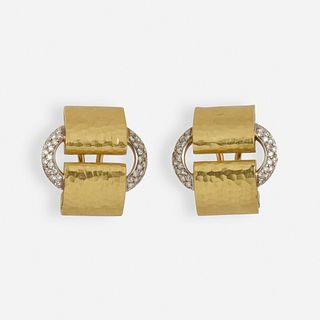 Vendorafa, Diamond and gold buckle earrings