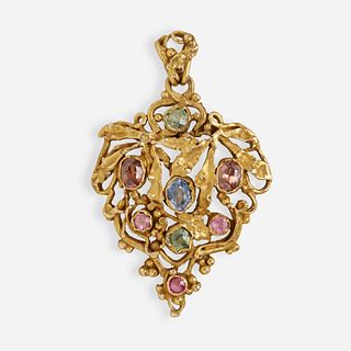 Multi-colored sapphire pendant necklace
