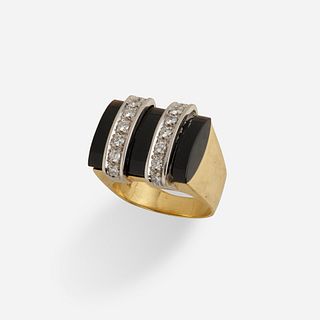 Diamond and black onyx ring