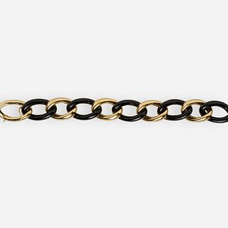 Black onyx and gold link bracelet