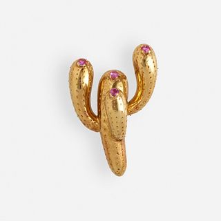 Tiffany & Co., Ruby and gold cactus brooch