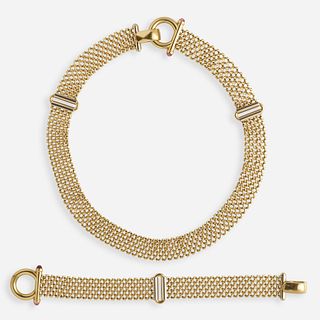 Signoretti, Gold and tourmaline choker and bracelet