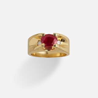 Men's ruby and gold ring