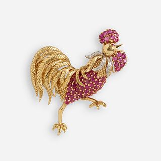 Tiffany & Co., Ruby and diamond rooster brooch