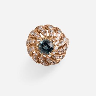 Montana sapphire and diamond ring