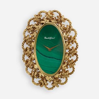 Bueche Girod, Modernist malachite and gold watch pendant