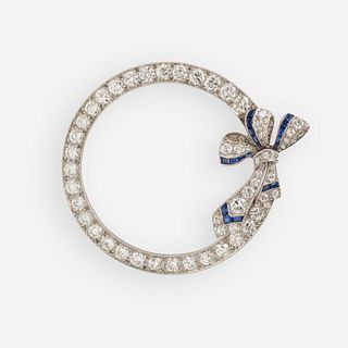 Tiffany & Co., Art Deco diamond and sapphire circle brooch