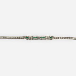 Art Deco emerald and diamond bracelet