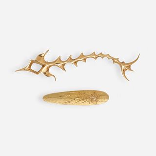 Ronald Hayes Pearson, Gold skeleton fish brooch and tie bar