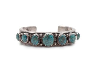 Mark Chee
(DINE, 1914-1981)
Silver and Turquoise Cuff Bracelet
