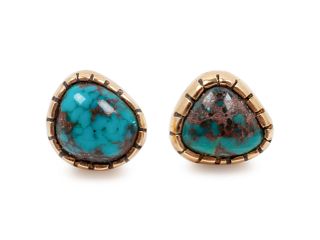 Charles Loloma
(HOPI, 1921-1991)
Gold and Turquoise Earrings