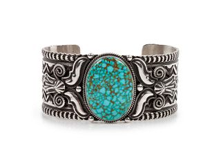 Andy Cadman
(DINE, B. 1966)
Sterling Silver and Kingman Turquoise Cuff Bracelet