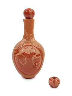Joseph Lonewolf and Grace Medicine Flower
(SANTA CLARA, 1932-2014 / B. 1938)
Redware Pottery, with Sgraffito Decoration