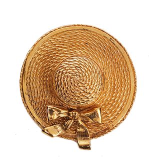 Chanel Vintage Gold Tone Hat Brooch 1970's