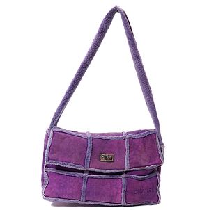 Chanel Purple Suede Sheepskin Patchwork Bag 2000