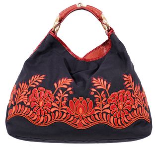 Gucci Runway Tote Red Snakeskin Applique Bag