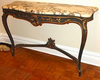 GILT-CARVED MARBLE-TOP CONSOLE TABLE