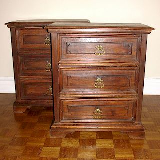 PAIR CONTINENTAL WALNUT COMMODES