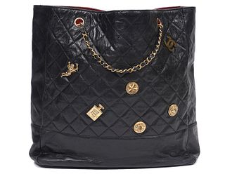 Chanel Black Vintage Quilted Tote & Charms